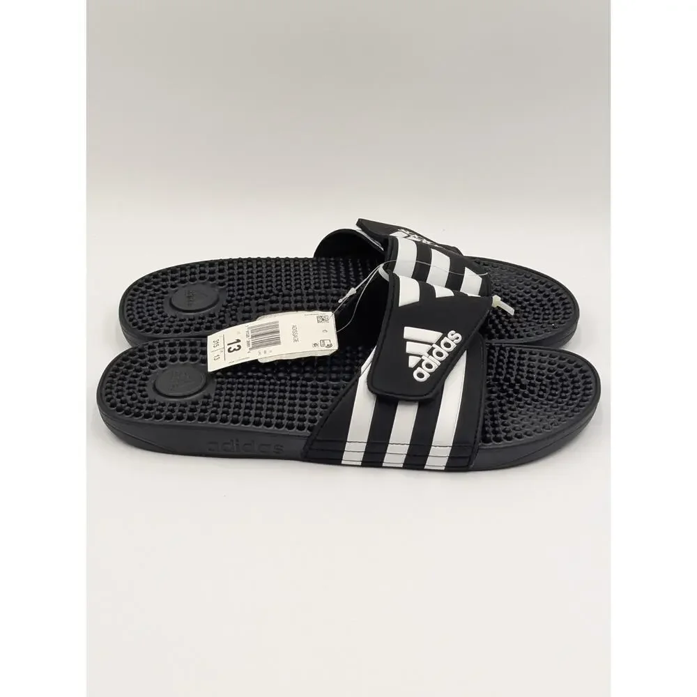 Adidas Adissage Slides Men’s Size 13 Black White Massage Recovery Sandals